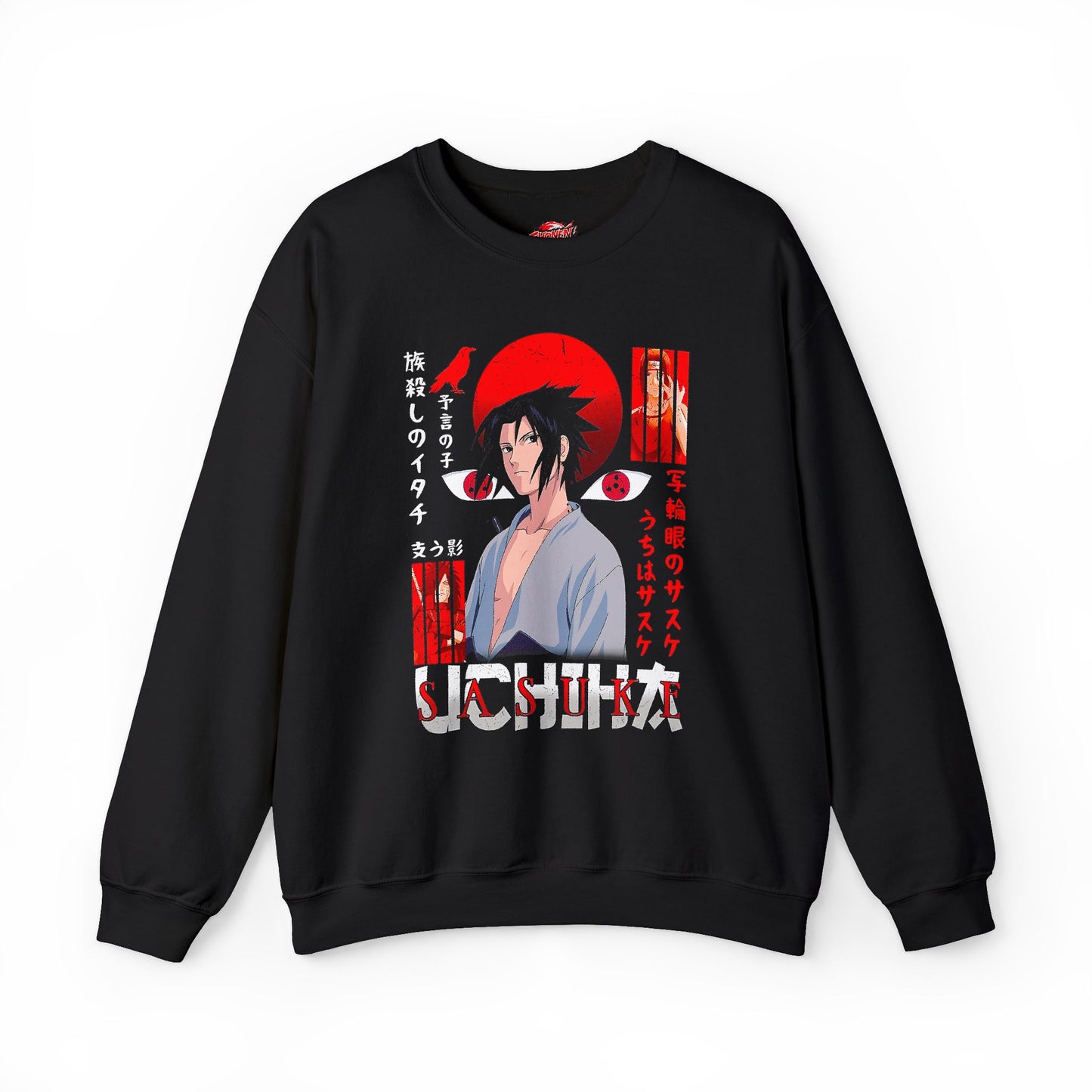 Sasuke Uchiha Crewneck | Uchiha Clan Anime-Inspired Streetwear Sweatshirt | Sharingan Graphic Sweater | Otaku Manga Pullover