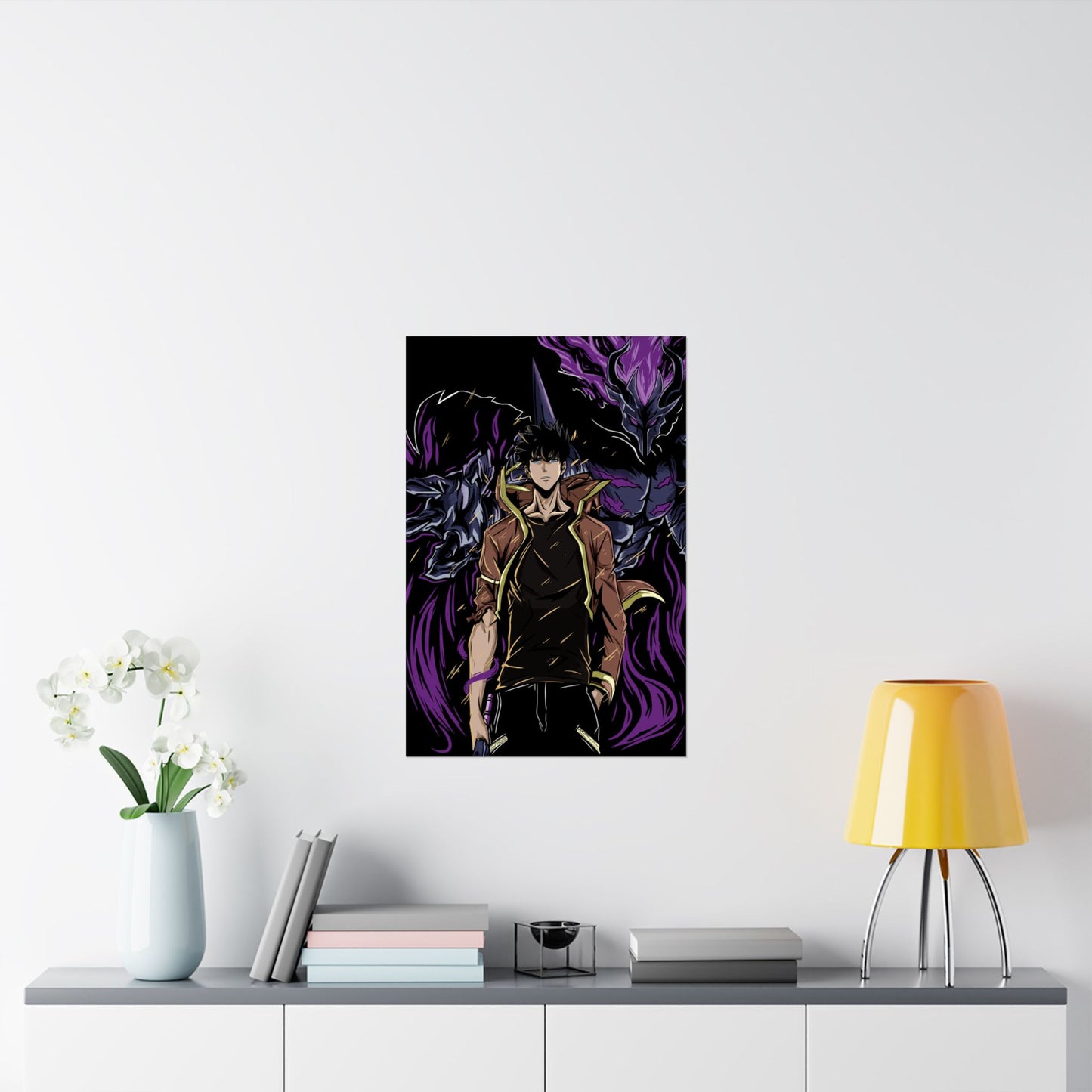 Sung Jinwoo & Ashborn Shadow Monarch Matte Vertical Poster | Anime-Inspired Wall Art | Monarch Legacy Print