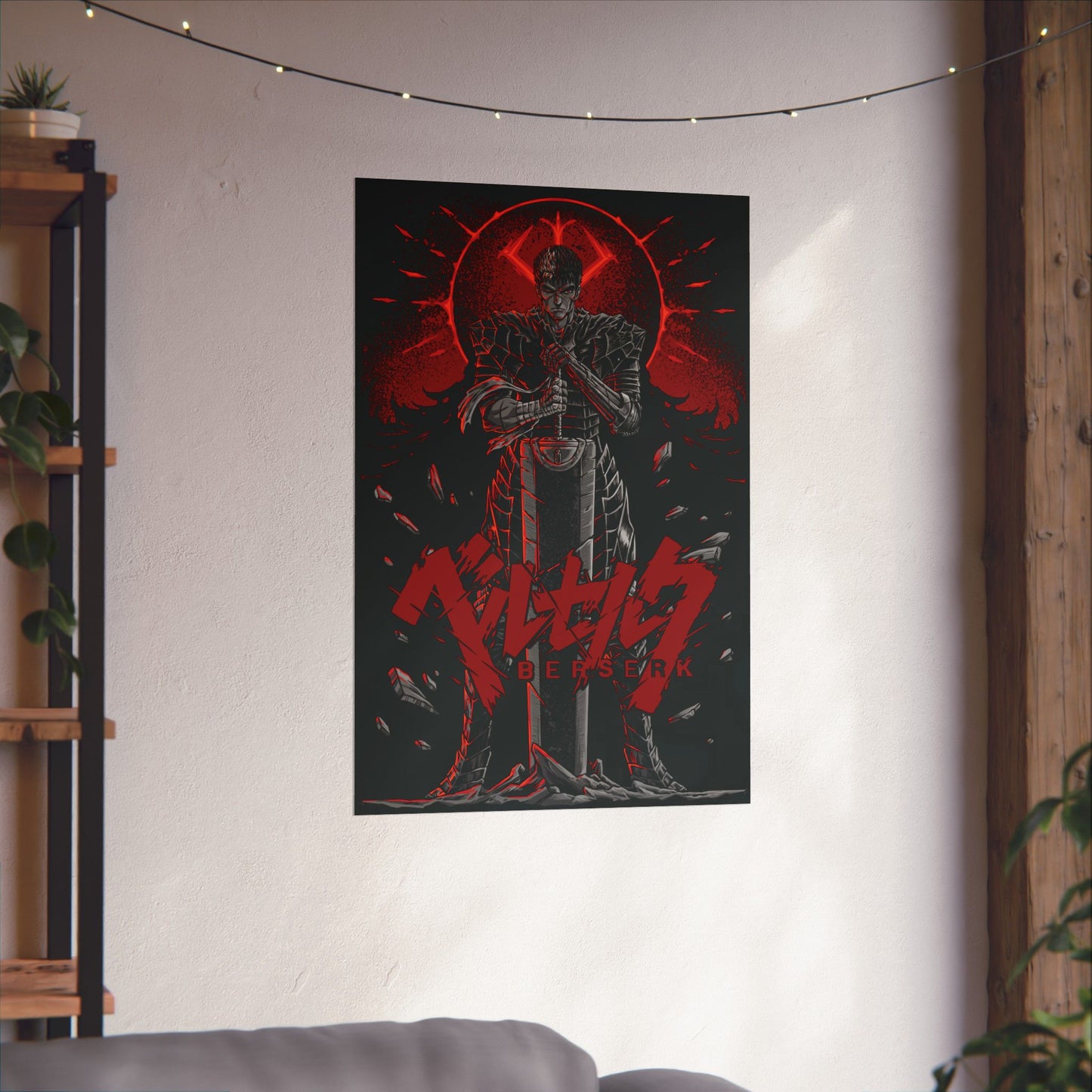 Black Swordsman Guts Matte Vertical Poster | Dark Anime Wall Art