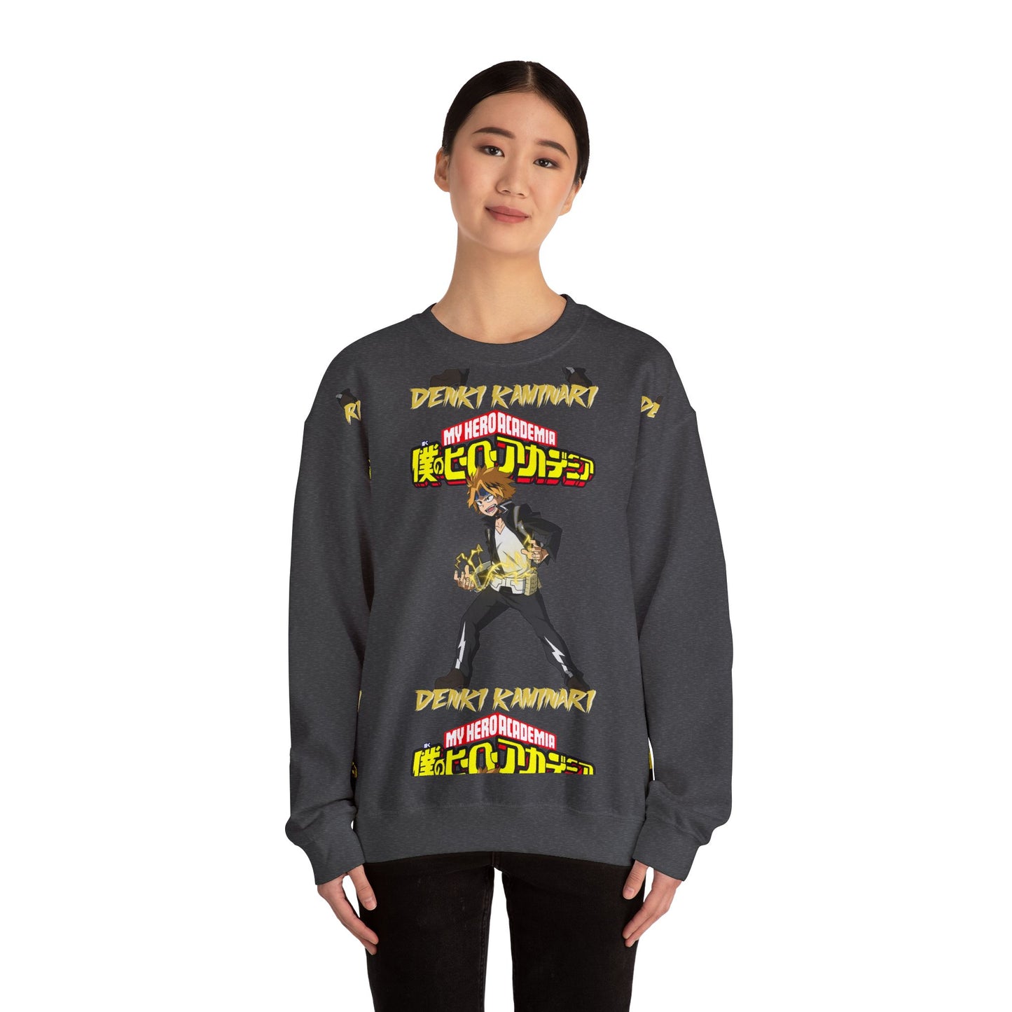 Denki Kaminari Crewneck Sweatshirt | Anime-Inspired Graphic Sweater | Electric Hero Streetwear | Otaku Manga Unisex Pullover