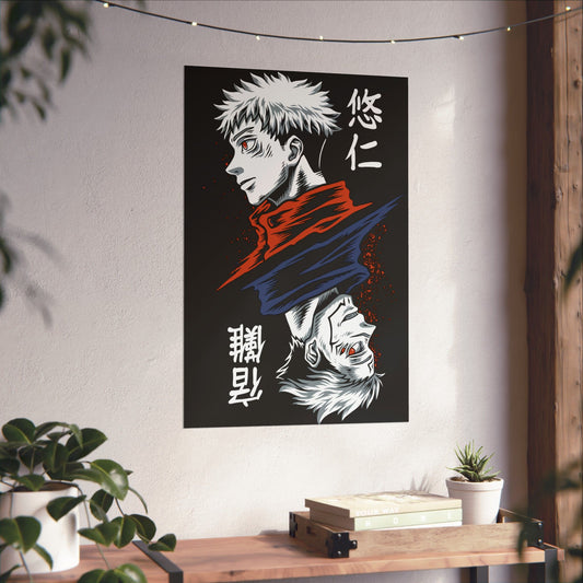 Yuji & Sukuna Duality Matte Poster | Anime-Inspired Wall Art | Yuji Itadori vs Sukuna Anime Decor | Sorcerer Anime Artwork