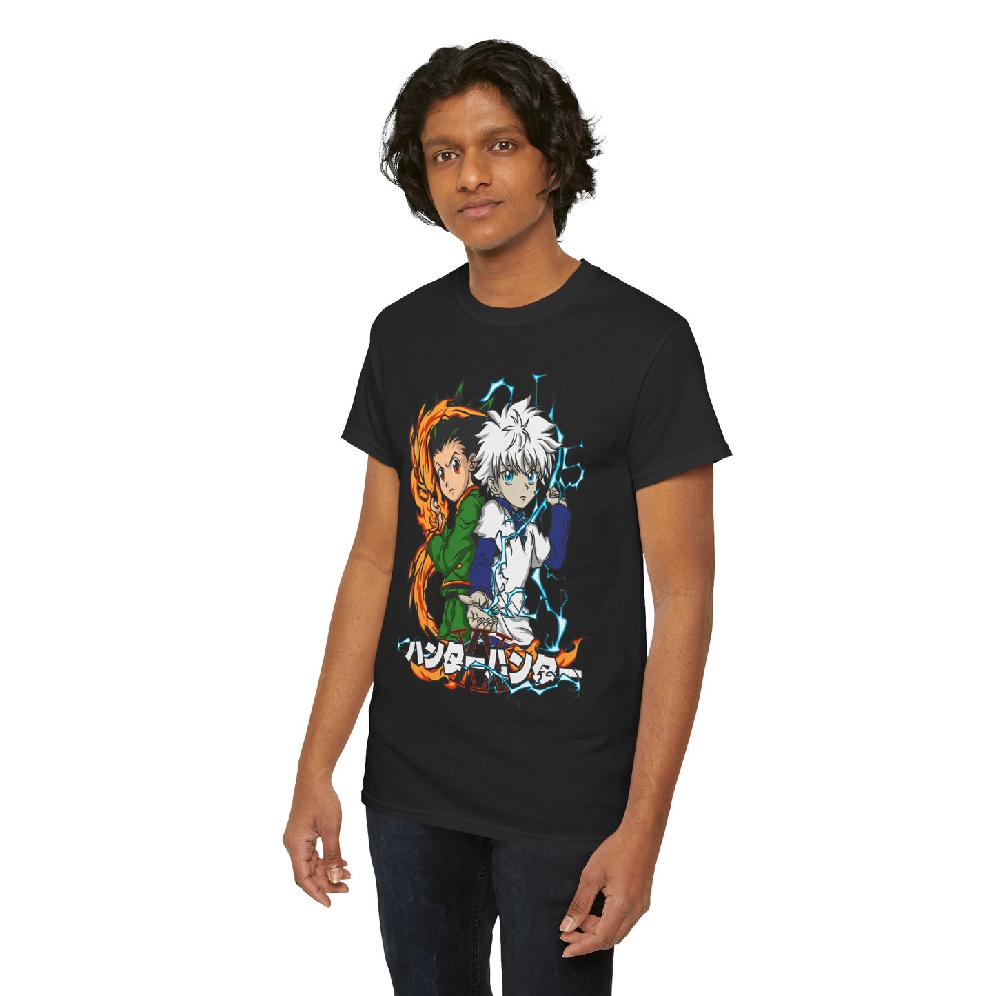 Gon and Killua Duo Unisex Heavy Cotton T-Shirt | Anime-Inspired Streetwear Graphic Tee