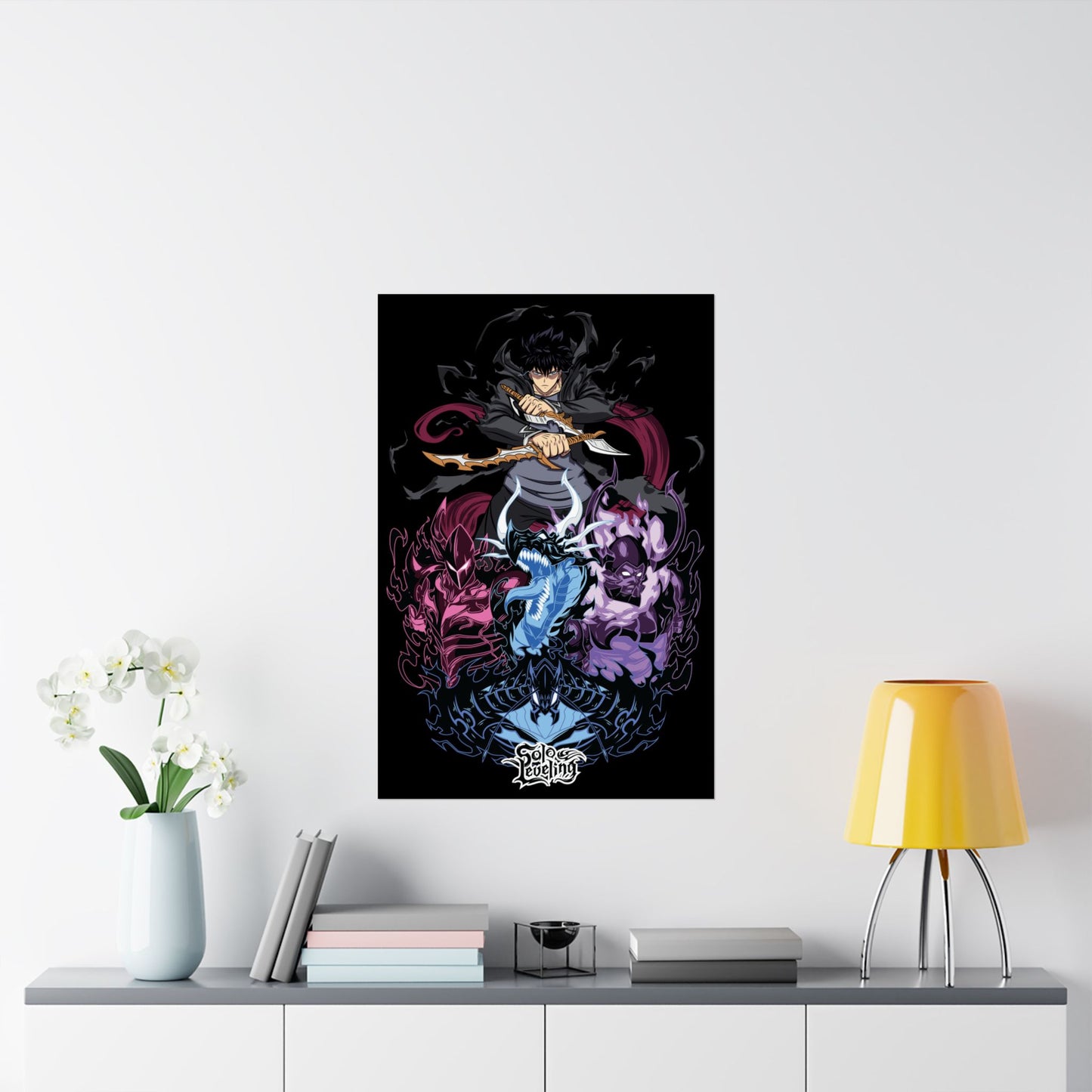 Sung Jinwoo’s Elite Shadows Matte Vertical Poster | Anime-Inspired Wall Art | Shadow Army Command Print