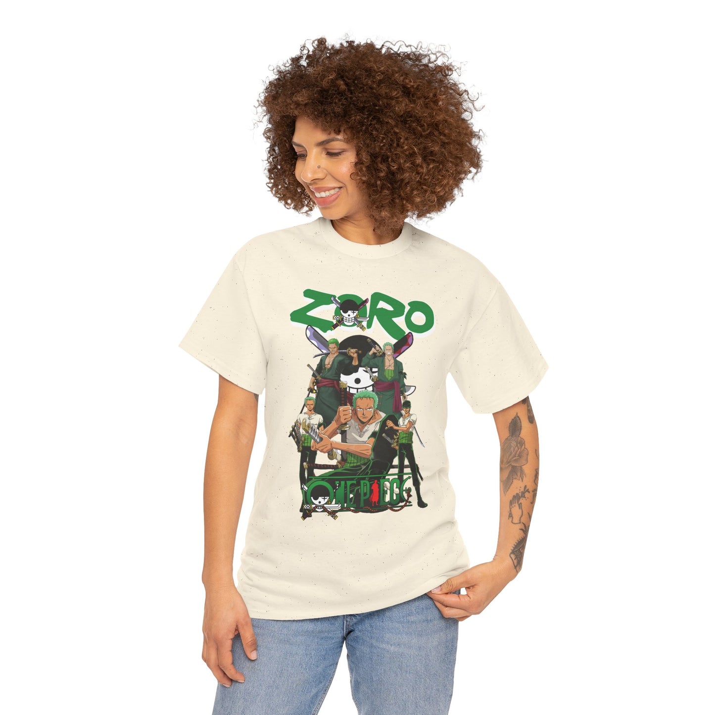 Zoro Unisex Heavy Cotton T-Shirt | One Piece Swordsman Anime Streetwear Tee