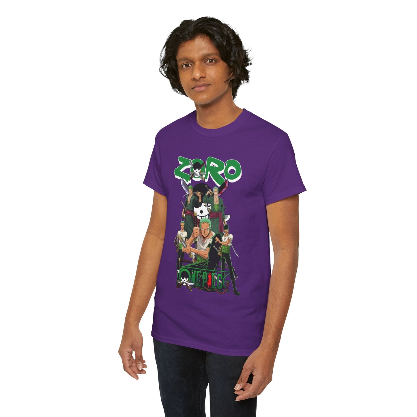 Zoro Unisex Heavy Cotton T-Shirt | One Piece Swordsman Anime Streetwear Tee