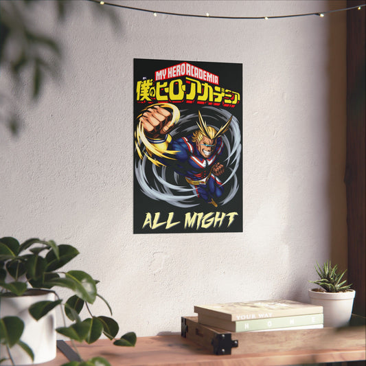 All Might Poster | Anime-Inspired Wall Art | Symbol of Peace Decor | Otaku Room Manga Print