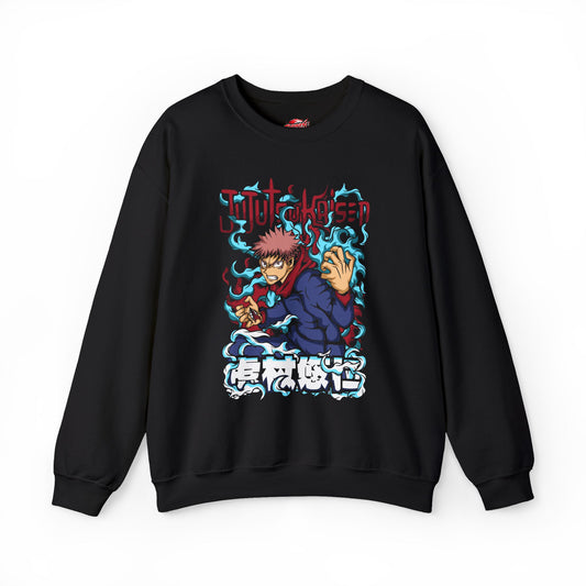 Yuji Itadori Cursed Energy Crewneck Sweatshirt | Anime-Inspired Graphic Streetwear Sweatshirt | Anime Graphic Pullover