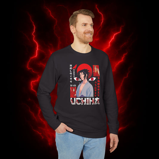 Sasuke Uchiha Adidas Unisex Fleece Crewneck Sweatshirt