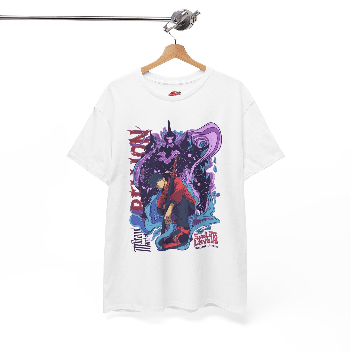 Sung Drip-Woo Unisex Heavy Cotton T-Shirt | Shadow Monarch Anime-Inspired Streetwear Graphic Tee | Funny Anime Shirt