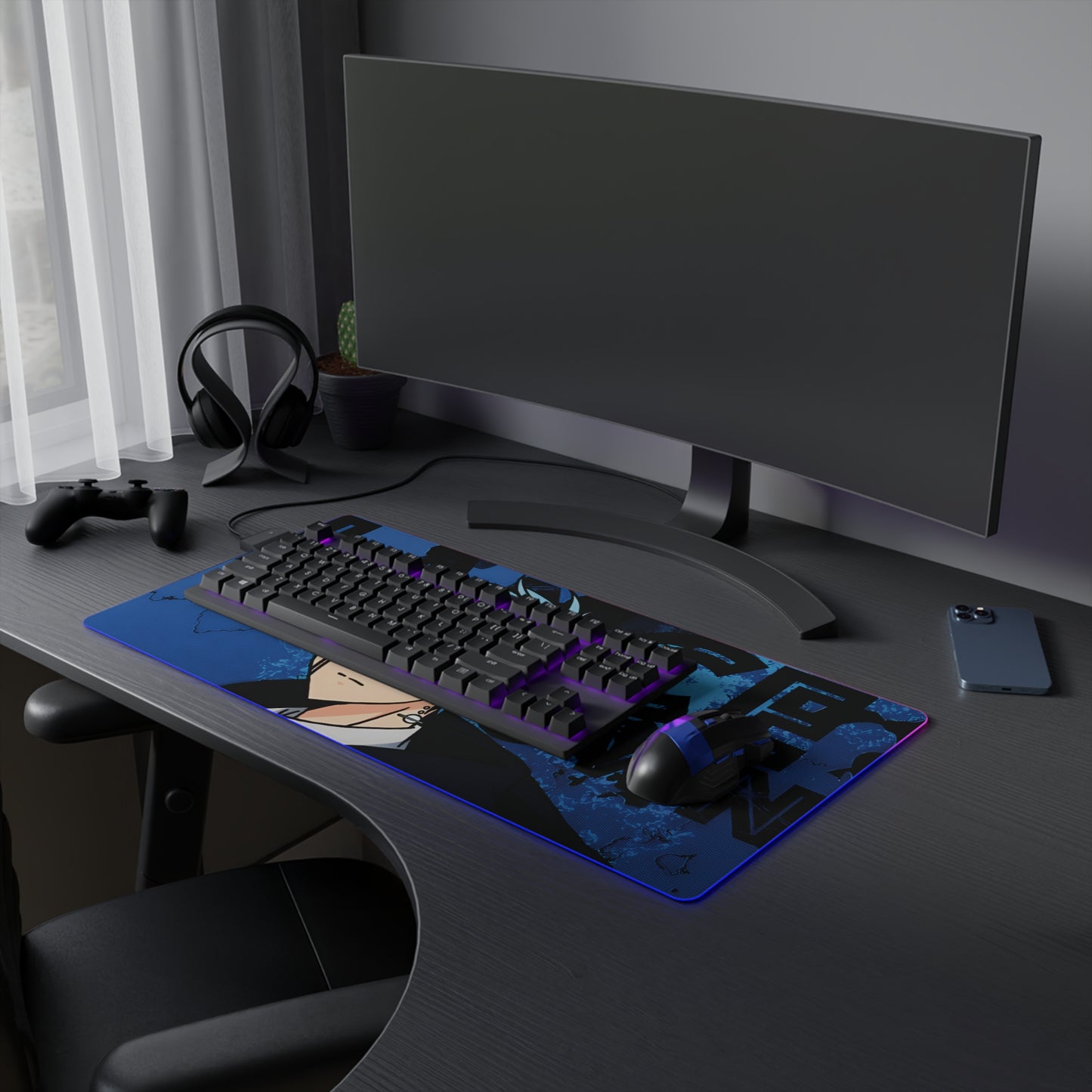 Lance Crown LED Gaming Mouse Pad | Anime-Inspired RGB Desk Mat | Anime Desk Setup | Otaku Gamer Mousepad