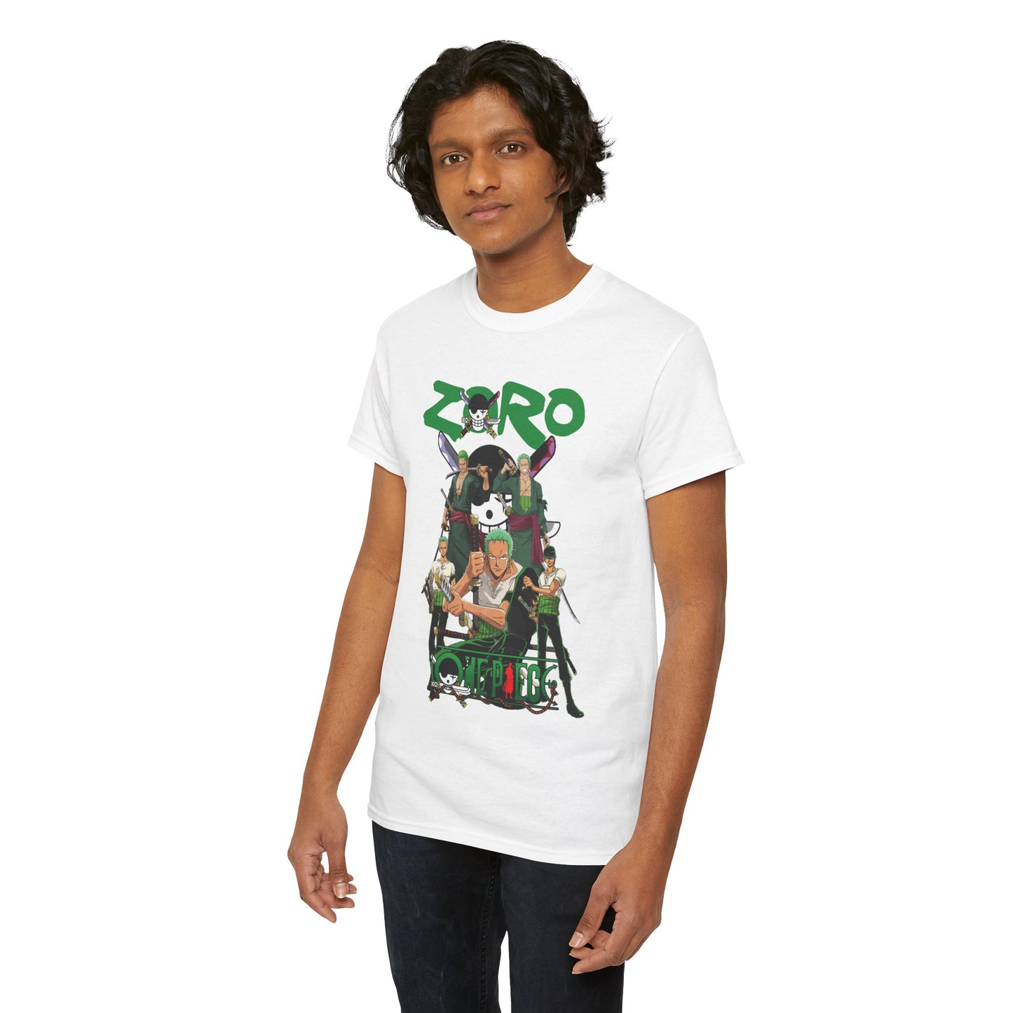Zoro Unisex Heavy Cotton T-Shirt | One Piece Swordsman Anime Streetwear Tee