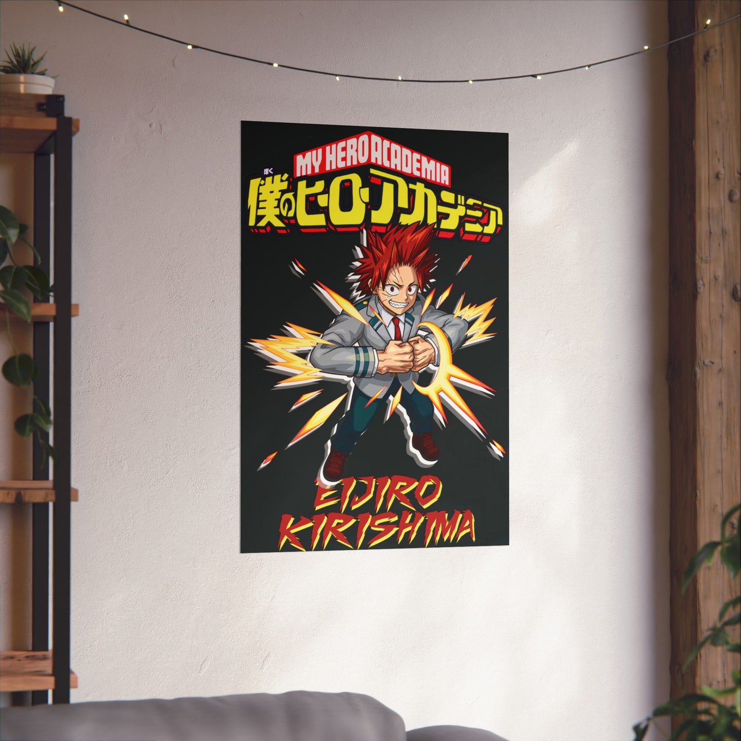 Eijiro Kirishima Vertical Matte Poster | Anime-Inspired Wall Art | Red Riot Room Decor