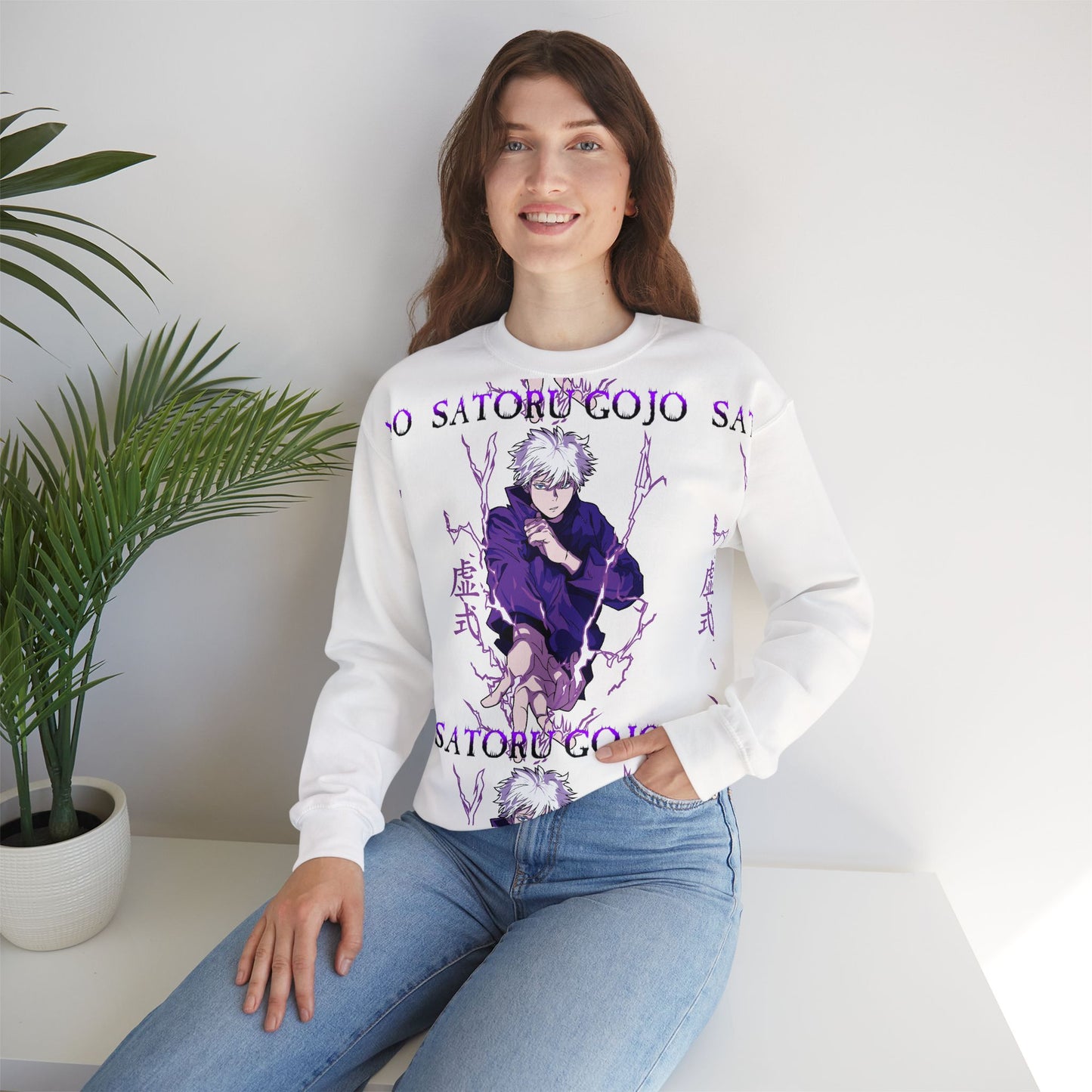 Satoru Gojo Hollow Purple Crewneck Sweatshirt | Anime-Inspired Graphic Streetwear Sweatshirt | Strongest Sorcerer Gojo Pullover