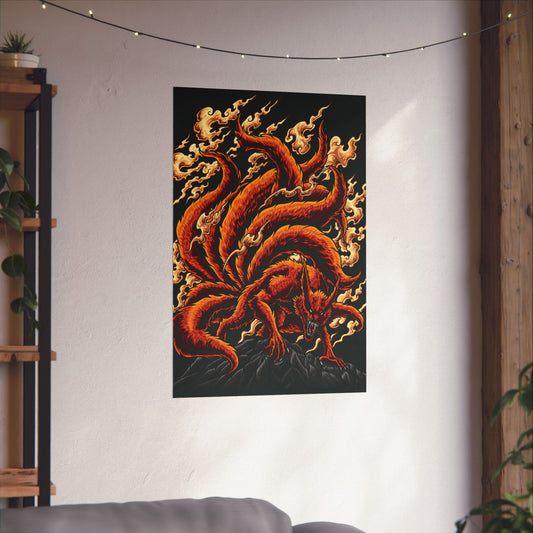 Nine-Tailed Beast Kurama Matte Poster | Anime-Inspired Wall Art | Fox Demon Manga Room Decor | Otaku Wall Art Print