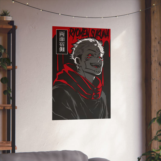 Ryomen Sukuna Cursed King Matte Poster | Anime-Inspired Wall Art | King of Curses Anime Decor | Anime Villain Artwork