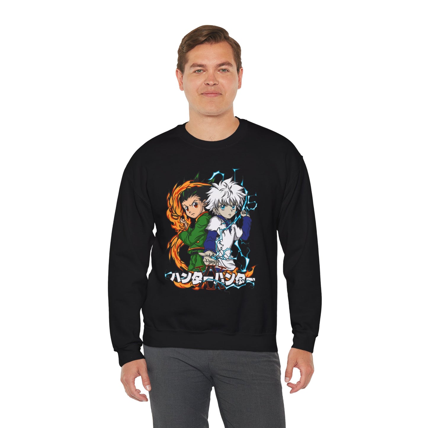 Gon & Killua Duo Unisex Heavy Blend Crewneck Sweatshirt Anime-Inspired Streetwear