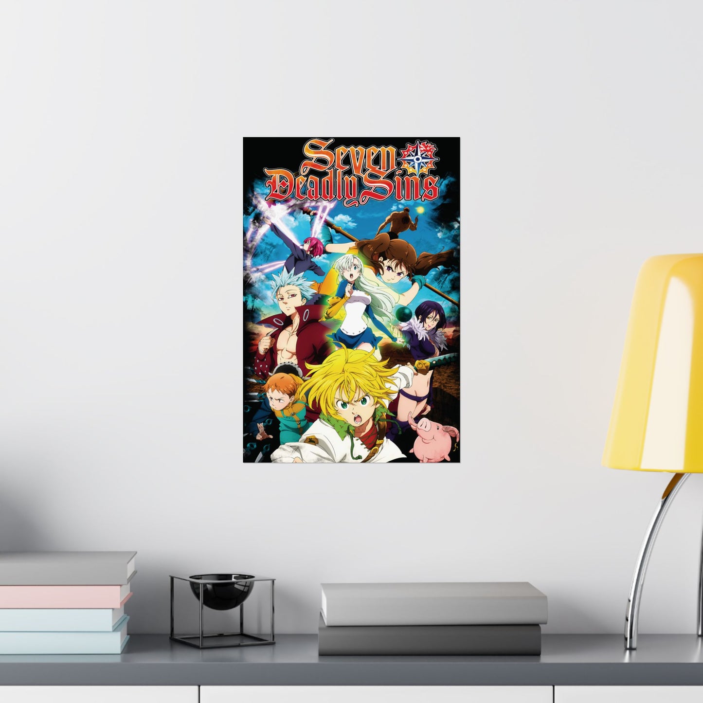 Sins Unleashed Poster | Meliodas Ban Escanor Wall Art | Anime Group Decor | Manga-Inspired Print | Shonen Anime Poster