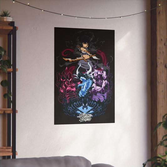 Sung Jinwoo’s Elite Shadows Matte Vertical Poster | Anime-Inspired Wall Art | Shadow Army Command Print