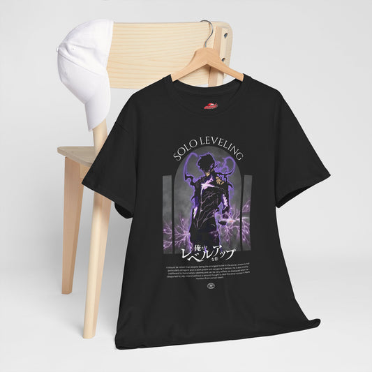 Sung Jinwoo Monarch Awakening Unisex Heavy Cotton T-Shirt | Anime-Inspired Streetwear Graphic Tee | Shadow Monarch Shirt