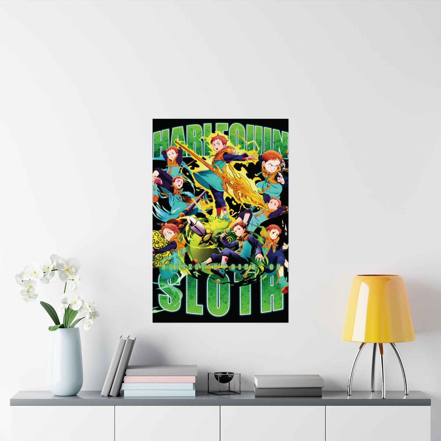 Harlequin King Poster | Anime-Inspired Wall Art | Grizzly Sin of Sloth Decor | Otaku Manga Print | Shonen Anime Poster