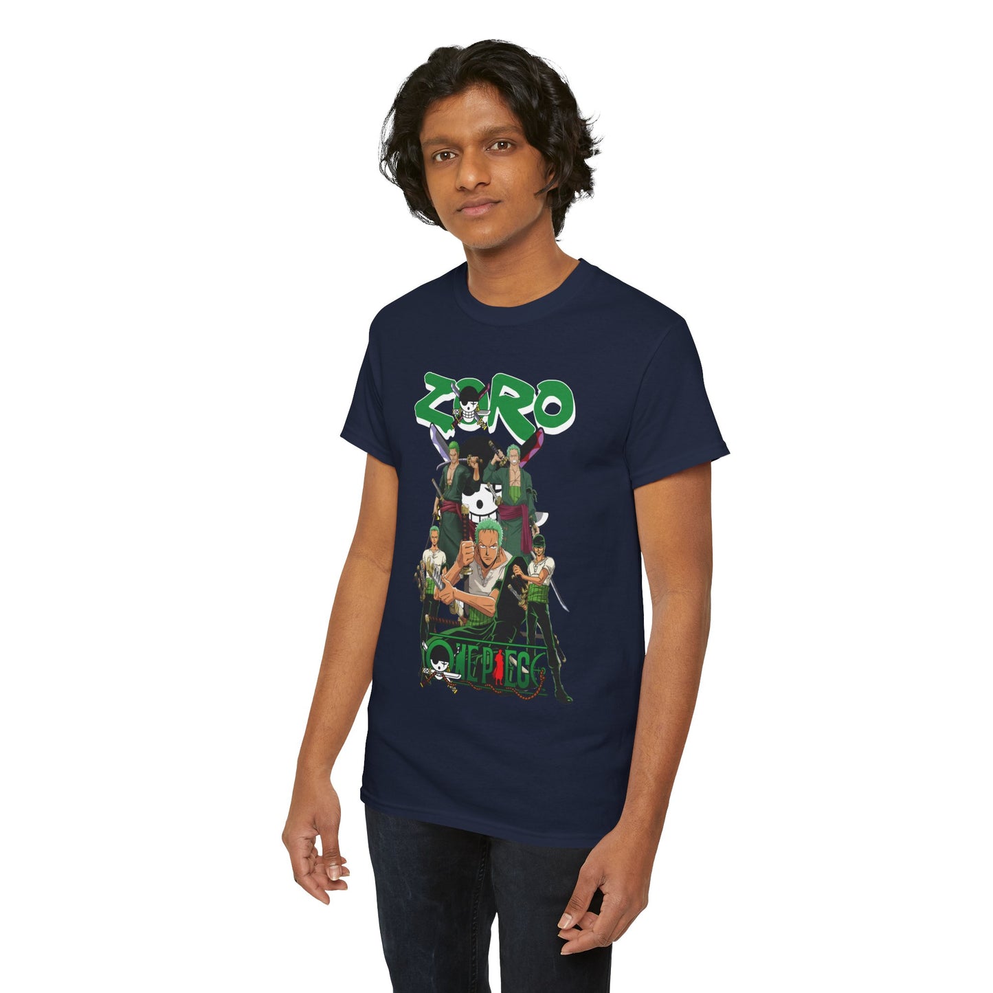 Zoro Unisex Heavy Cotton T-Shirt | One Piece Swordsman Anime Streetwear Tee