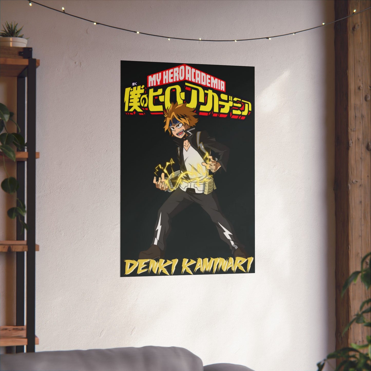 Denki Kaminari Poster | Anime-Inspired Wall Art | Electric Hero Decor | Otaku Room Manga Print