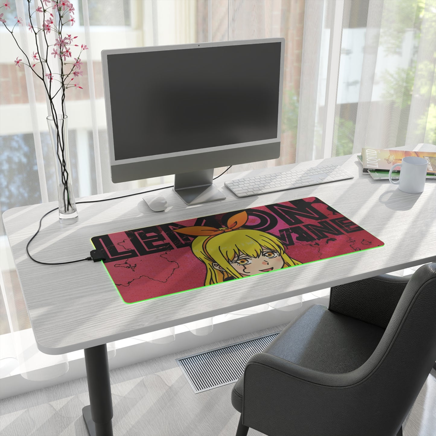Lemon Irvine LED Gaming Mouse Pad | Anime-Inspired RGB Desk Mat | Anime Gamer Mousepad | Otaku Desk Setup