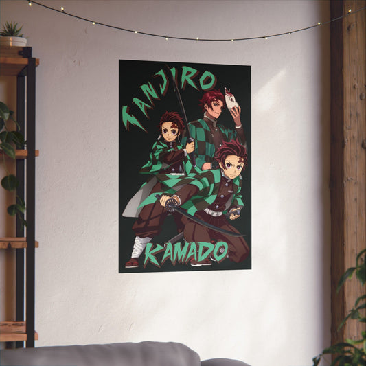 Tanjiro Kamado Anime Poster | Anime-Inspired Water Breathing Wall Art | Matte Manga Decor