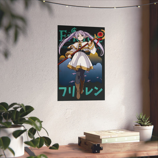 Frieren Matte Vertical Poster | Elven Mage Anime Wall Art | Anime-Inspired Poster