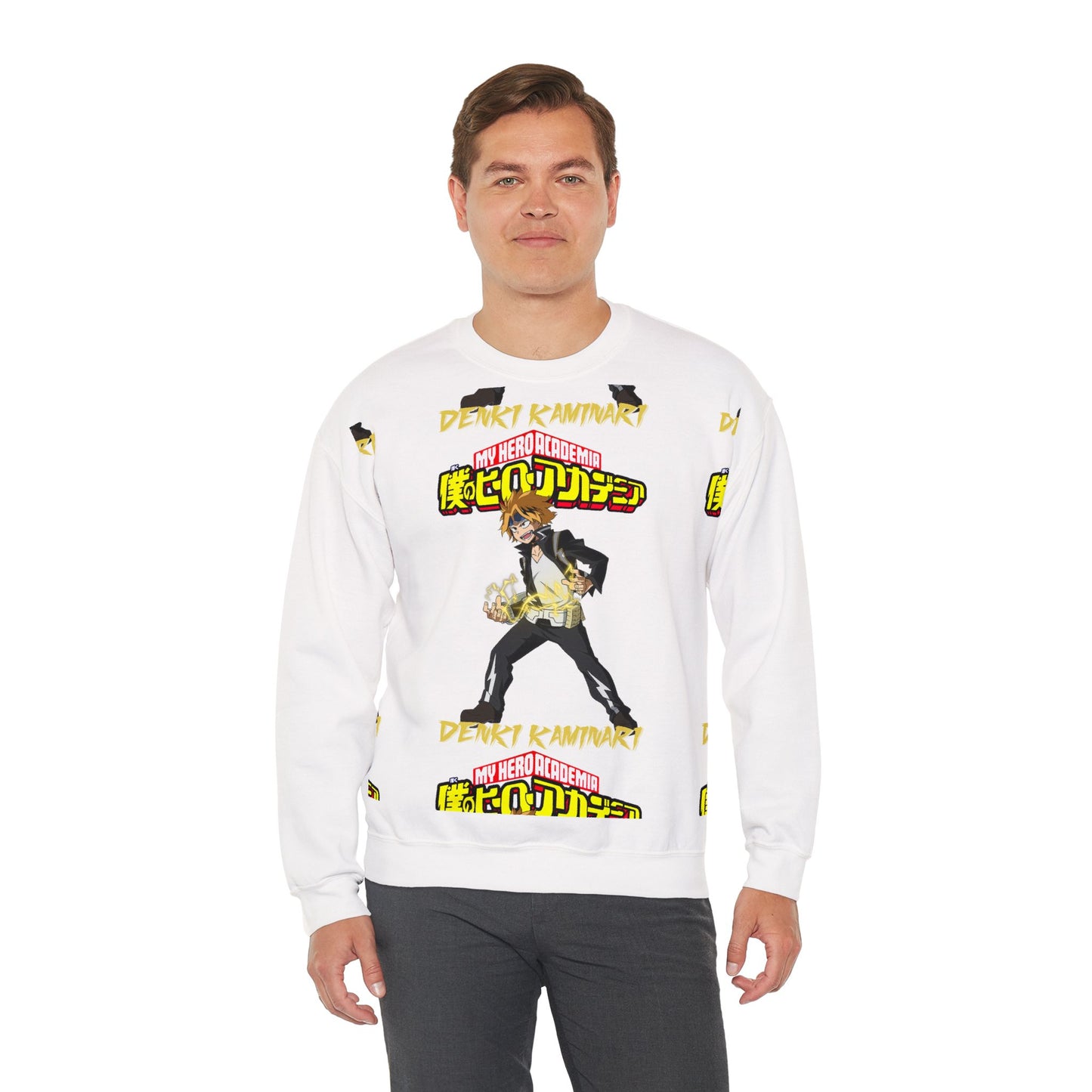 Denki Kaminari Crewneck Sweatshirt | Anime-Inspired Graphic Sweater | Electric Hero Streetwear | Otaku Manga Unisex Pullover