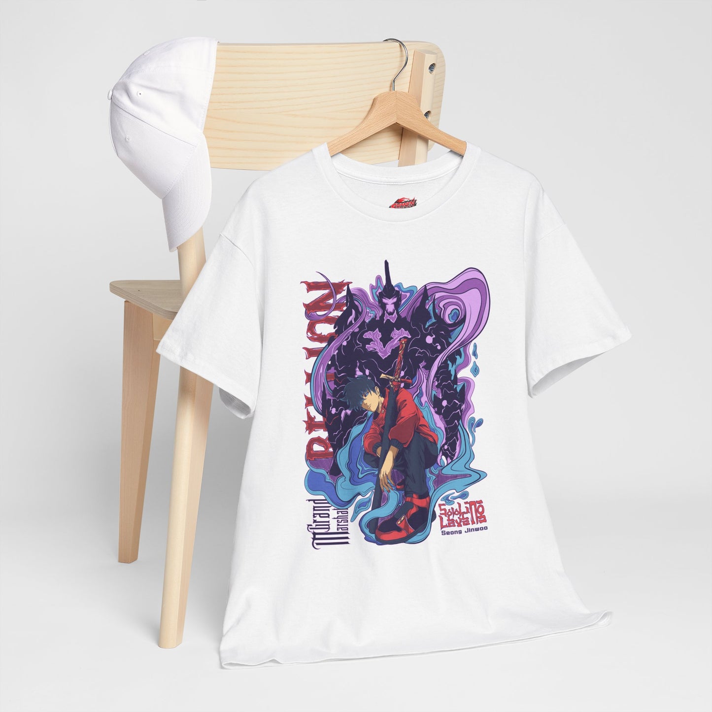 Sung Drip-Woo Unisex Heavy Cotton T-Shirt | Shadow Monarch Anime-Inspired Streetwear Graphic Tee | Funny Anime Shirt