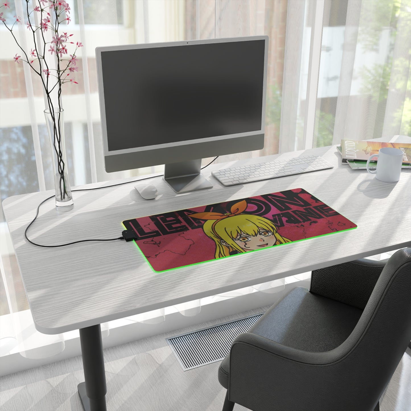 Lemon Irvine LED Gaming Mouse Pad | Anime-Inspired RGB Desk Mat | Anime Gamer Mousepad | Otaku Desk Setup