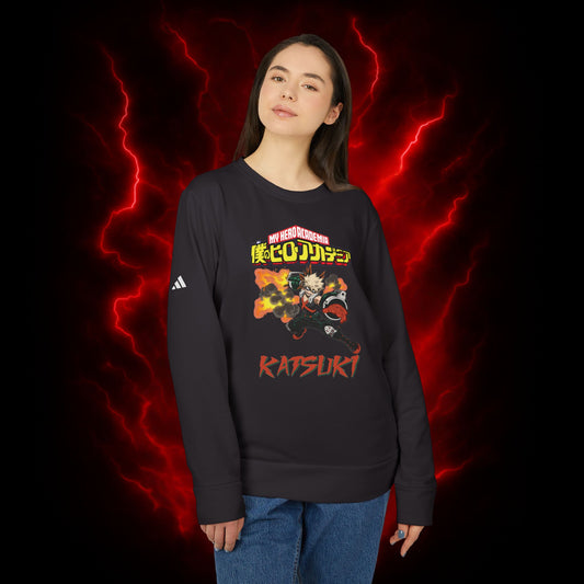 Katsuki Bakugo Adidas Unisex Fleece Crewneck Sweatshirt