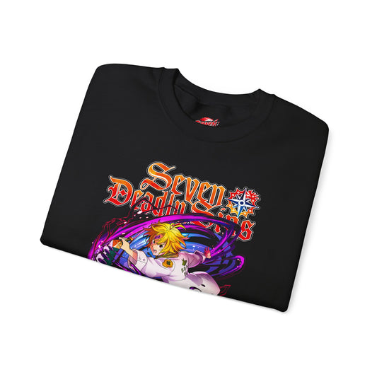 Dragon Sin Of Wrath Meliodas II Crewneck Sweatshirt | Anime-Inspired Graphic Sweater | Meliodas Demon Form Pullover | Otaku Shonen Unisex