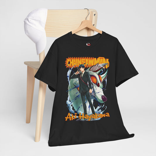 Aki x Fox Devil Unisex Heavy Cotton T-Shirt | Chainsaw Man Anime Streetwear