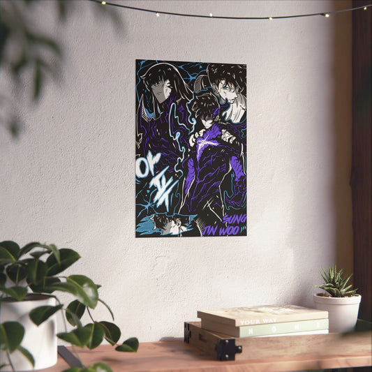 Sung Jinwoo Shadow Monarch Awakening Matte Vertical Poster | Anime-Inspired Wall Art | Shadow Monarch Collage Print