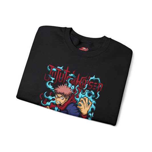Yuji Itadori Cursed Energy Crewneck Sweatshirt | Anime-Inspired Graphic Streetwear Sweatshirt | Anime Graphic Pullover