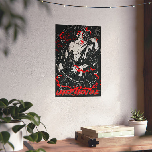 Kokushibo Crimson Aura Poster | Upper Moon One Demon Slayer Wall Art