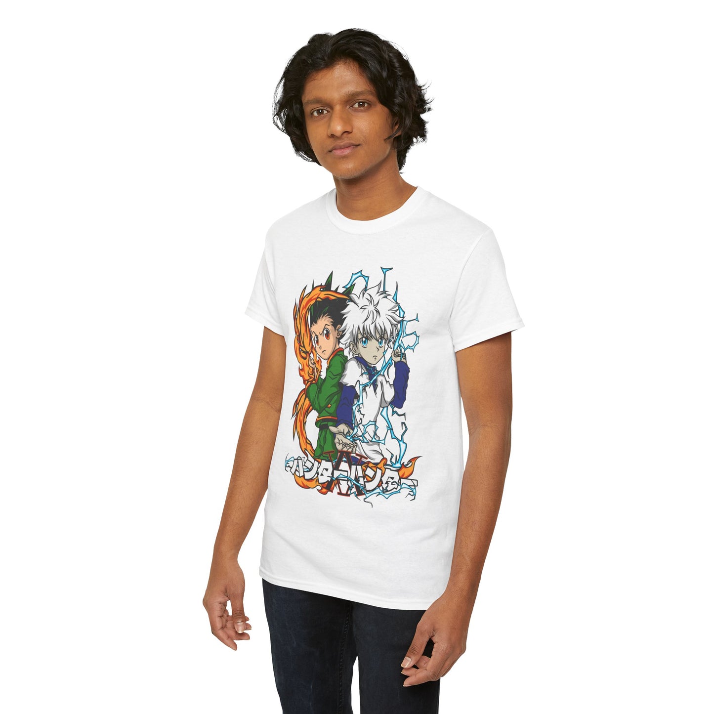 Gon and Killua Duo Unisex Heavy Cotton T-Shirt | Anime-Inspired Streetwear Graphic Tee