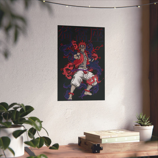 Akaza Blood Demon Art Poster | Demon Slayer-Inspired Matte Vertical Wall Art