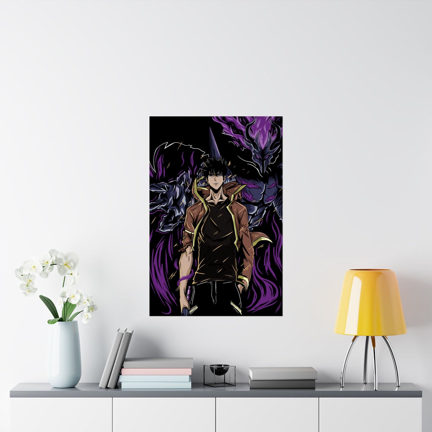 Sung Jinwoo & Ashborn Shadow Monarch Matte Vertical Poster | Anime-Inspired Wall Art | Monarch Legacy Print