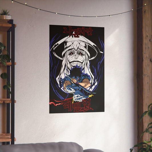 Sung Jinwoo vs Statue of God II Matte Vertical Poster | Anime-Inspired Wall Art | Double Dungeon Print