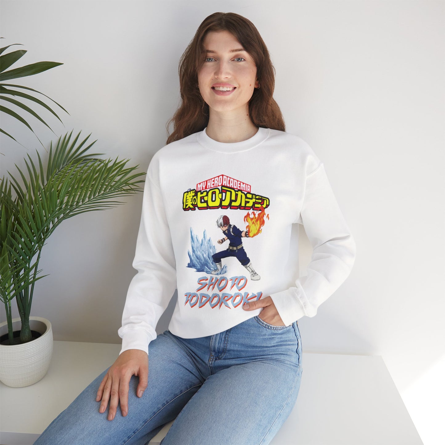 Shoto Todoroki Unisex Heavy Blend Crewneck Sweatshirt | Anime-Inspired Streetwear Pullover