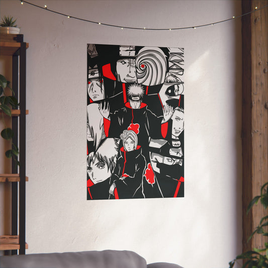 Akatsuki Matte Poster | Anime-Inspired Wall Art | Villain Shinobi Collage Decor | Otaku Manga Wall Print