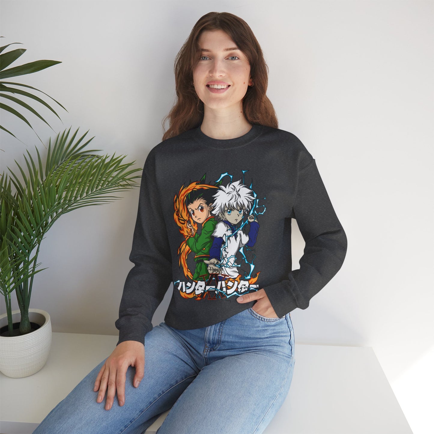 Gon & Killua Duo Unisex Heavy Blend Crewneck Sweatshirt Anime-Inspired Streetwear