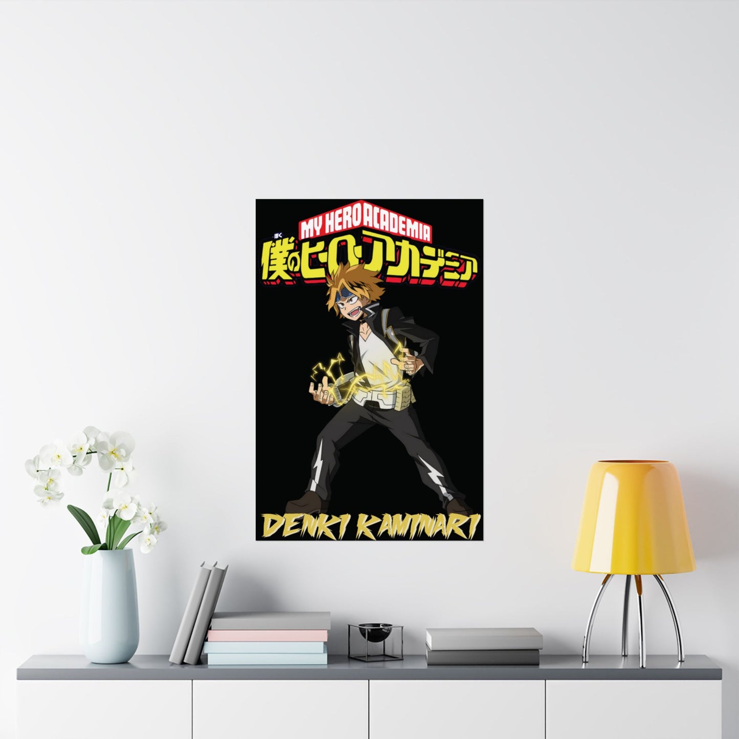 Denki Kaminari Poster | Anime-Inspired Wall Art | Electric Hero Decor | Otaku Room Manga Print