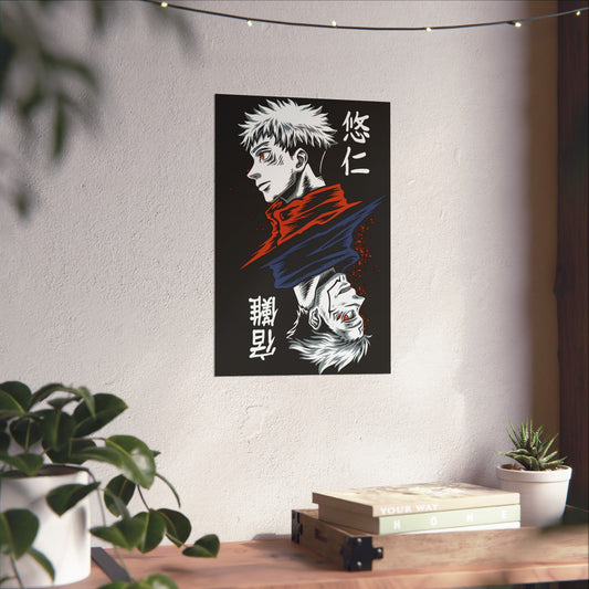 Yuji & Sukuna Duality Matte Poster | Anime-Inspired Wall Art | Yuji Itadori vs Sukuna Anime Decor | Sorcerer Anime Artwork