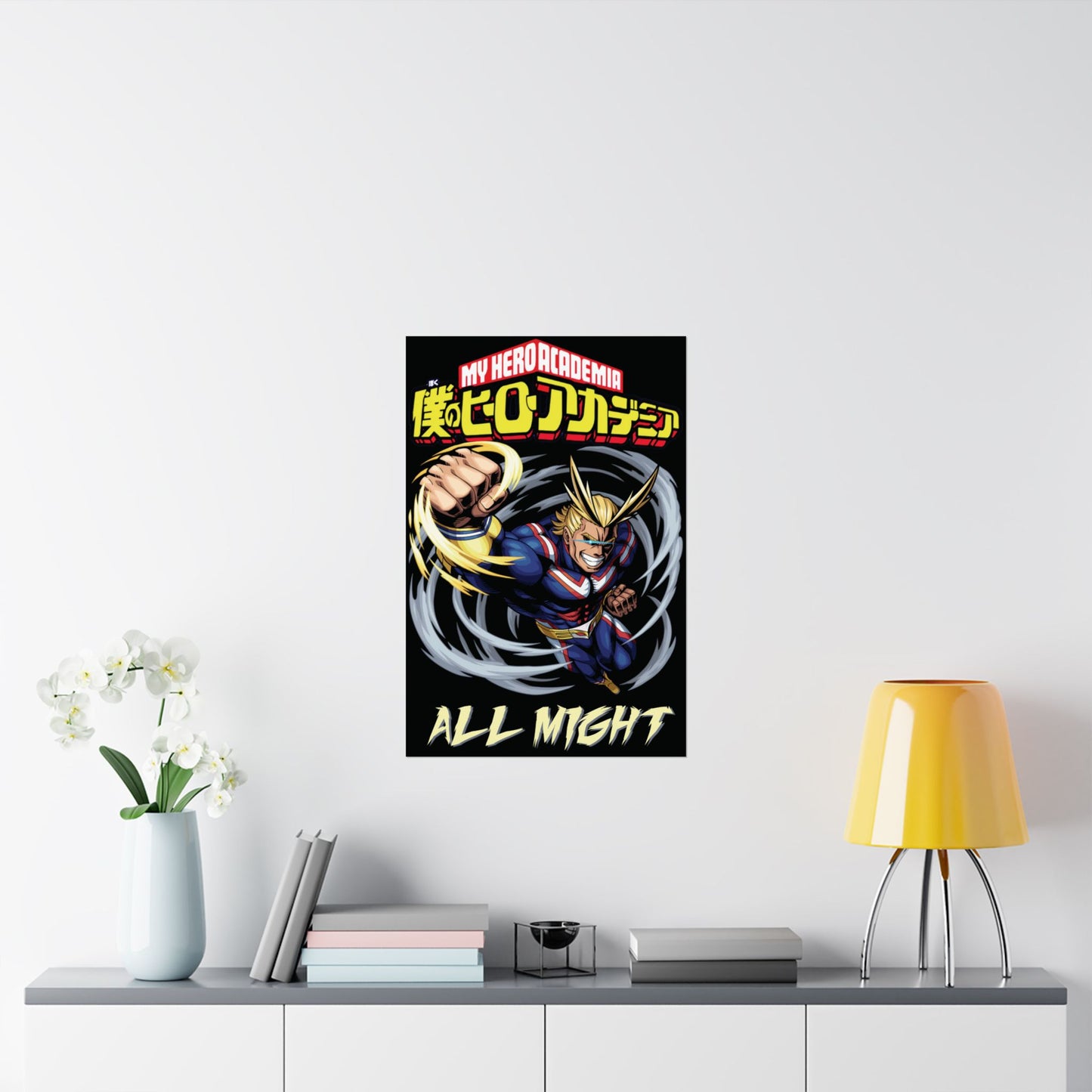 All Might Poster | Anime-Inspired Wall Art | Symbol of Peace Decor | Otaku Room Manga Print
