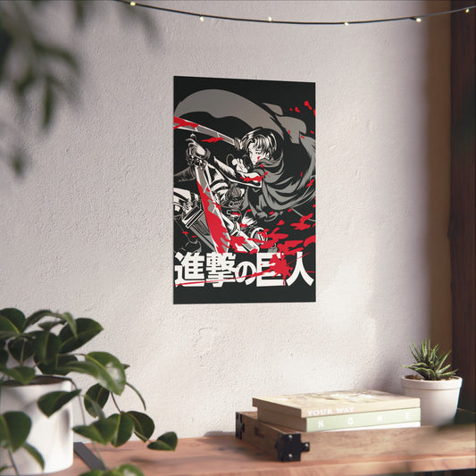 Levi Ackerman Bloodstained Matte Vertical Poster | Attack on Titan Anime Wall Art