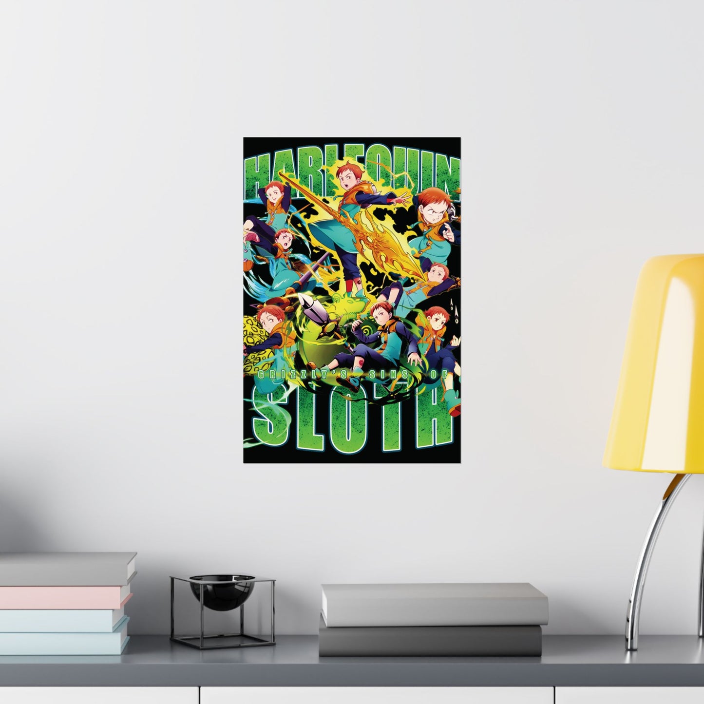 Harlequin King Poster | Anime-Inspired Wall Art | Grizzly Sin of Sloth Decor | Otaku Manga Print | Shonen Anime Poster